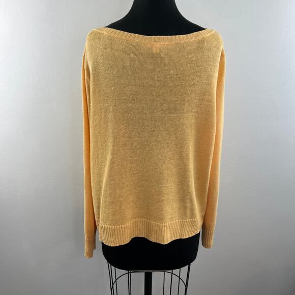 EILEEN FISHER Yellow Sweater Organic Linen Side Button Boat Neck Size X-Large XL - Picture 8 of 11